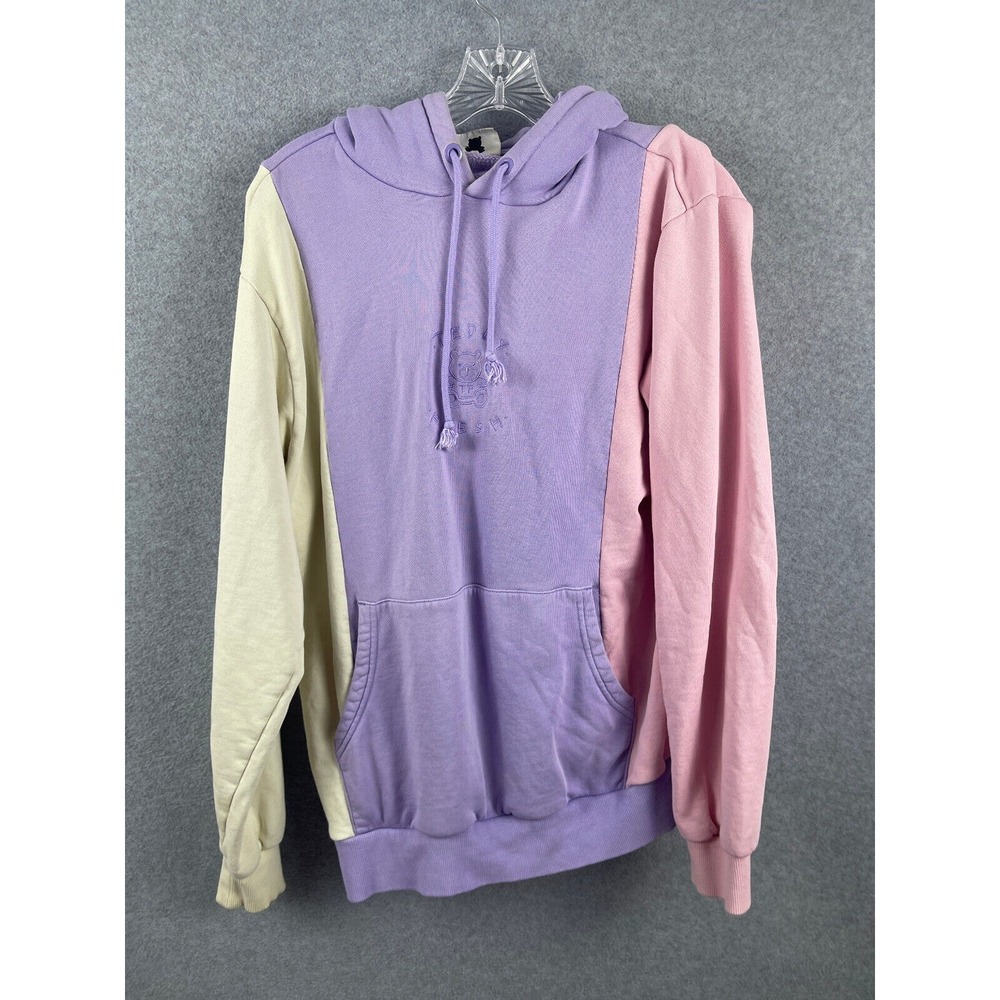 VTG Teddy Fresh Hoodie Size S Purple Pink Long Sleeve Pullover Color Block - Picture 1 of 9